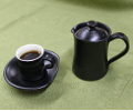 【紫香陶房】信楽焼 マイ・カフェポット コーヒー碗皿（黒）セット